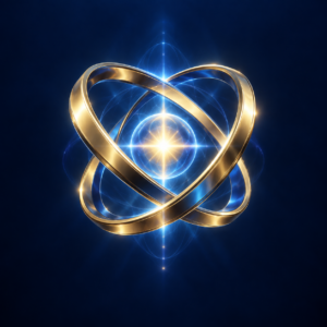 Two interlocking gold orbits around a luminous center