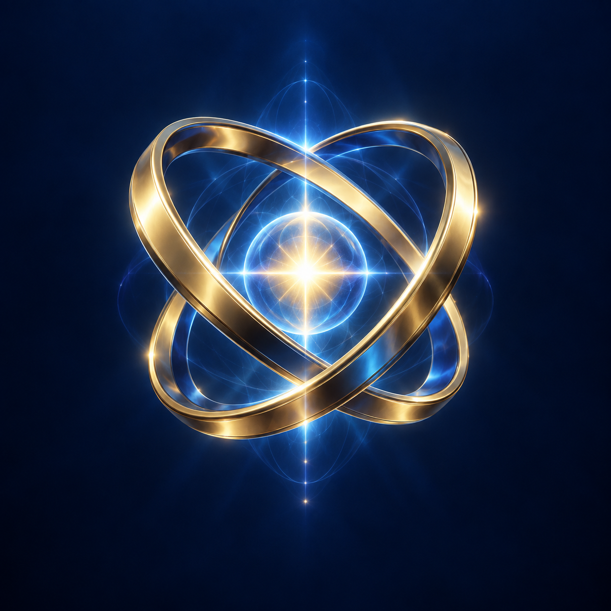 Two interlocking gold orbits around a luminous center