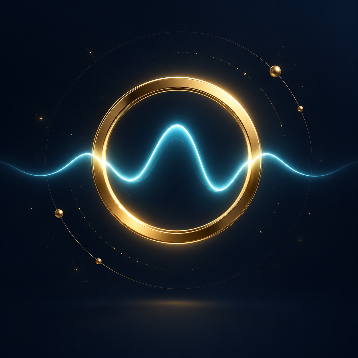 Cyan pulse wave passing through a gold ring